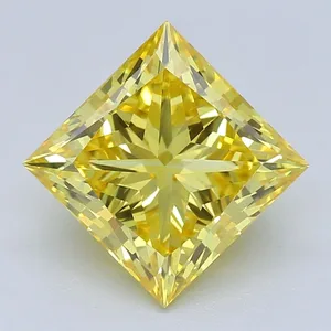 1.53ct PRINCESS Fancy Vivid Yellow VVS2 Coloured Lab diamond