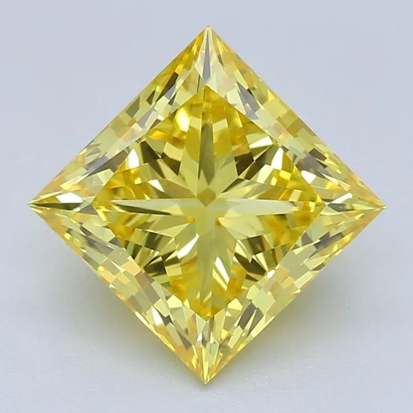 1.53ct PRINCESS Fancy Vivid Yellow VVS2 Coloured Lab diamond