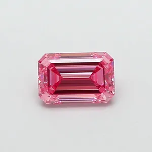 0.79ct EMERALD Fancy Vivid Pink VVS2 Coloured Lab diamond
