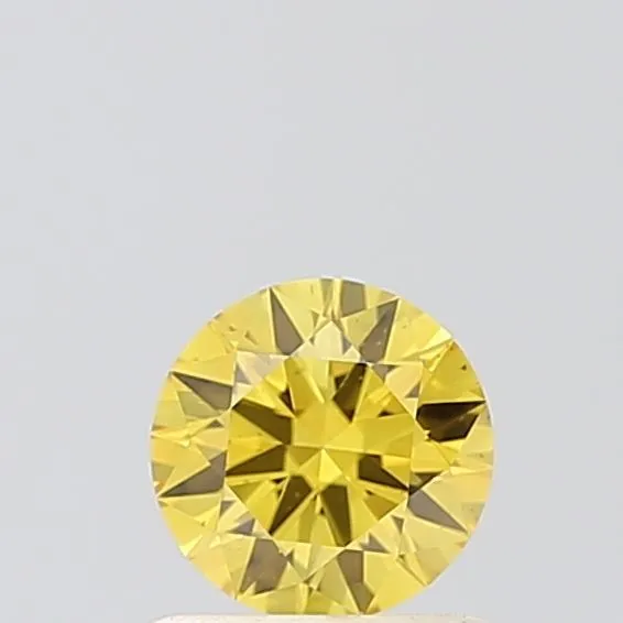 0.61ct ROUND Fancy Vivid Yellow VS2 Coloured Lab diamond