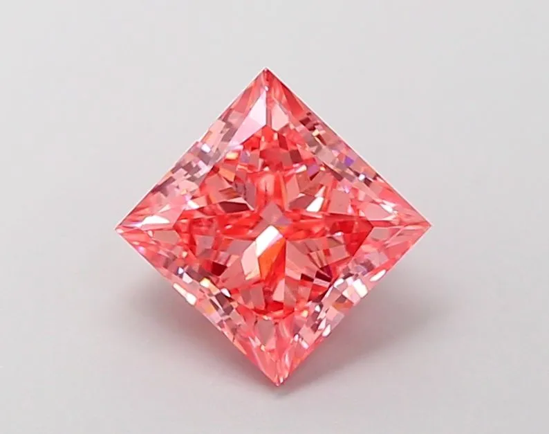 2.02ct PRINCESS Fancy Intense Pink SI1 Coloured Lab diamond