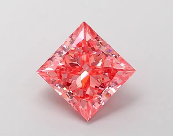 2.02ct PRINCESS Fancy Intense Pink SI1 Coloured Lab diamond