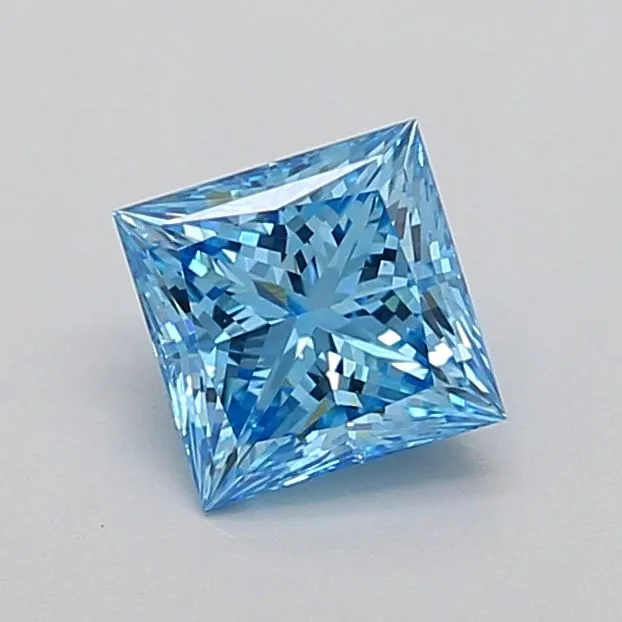 0.82ct PRINCESS Fancy Vivid Blue VS1 Coloured Lab diamond