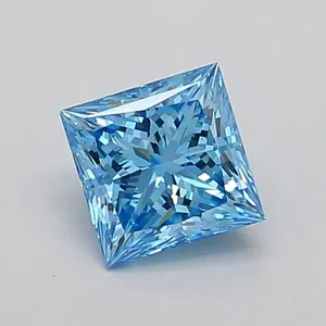 0.82ct PRINCESS Fancy Vivid Blue VS1 Coloured Lab diamond