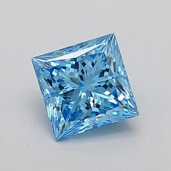0.82ct PRINCESS Fancy Vivid Blue VS1 Coloured Lab diamond