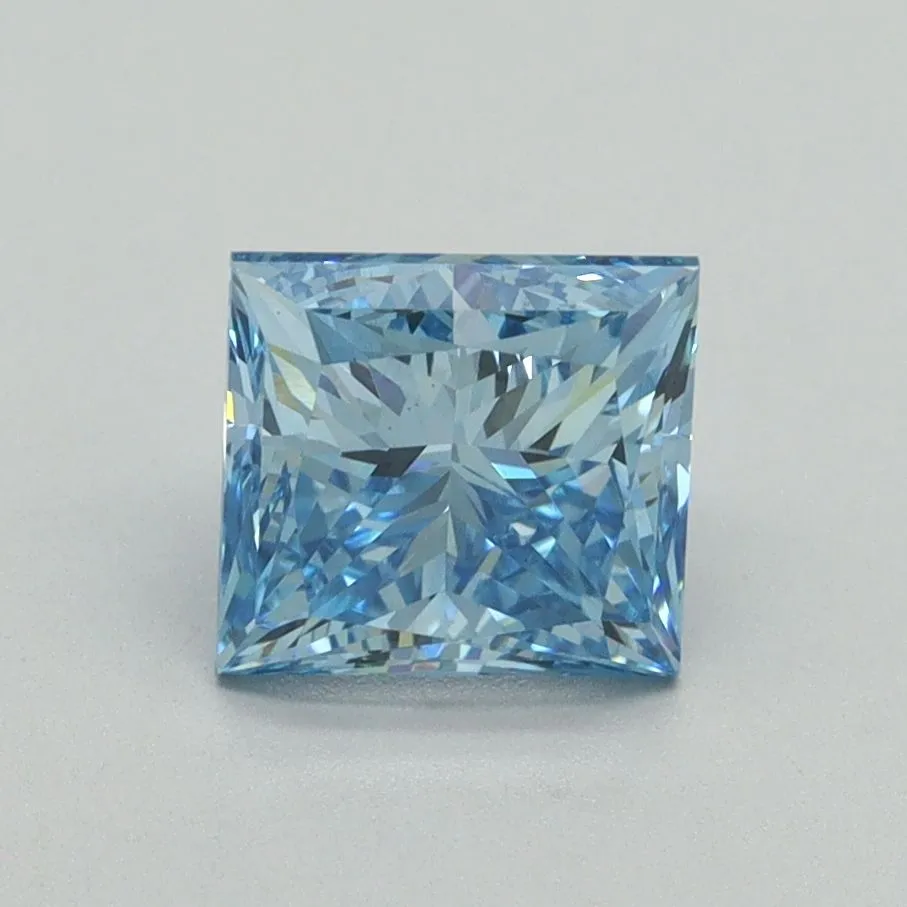 1.59ct PRINCESS Fancy Vivid Blue VS1 Coloured Lab diamond