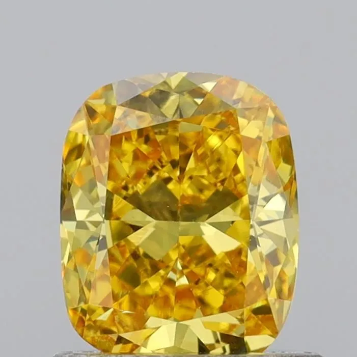 0.80ct CUSHION Fancy Vivid Yellow VS1 Coloured Lab diamond