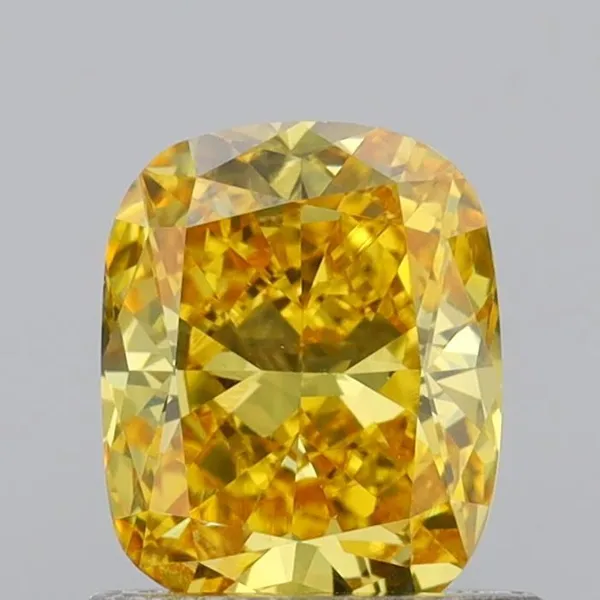 0.8ct CUSHION Fancy Vivid Yellow VS1 Coloured Lab diamond