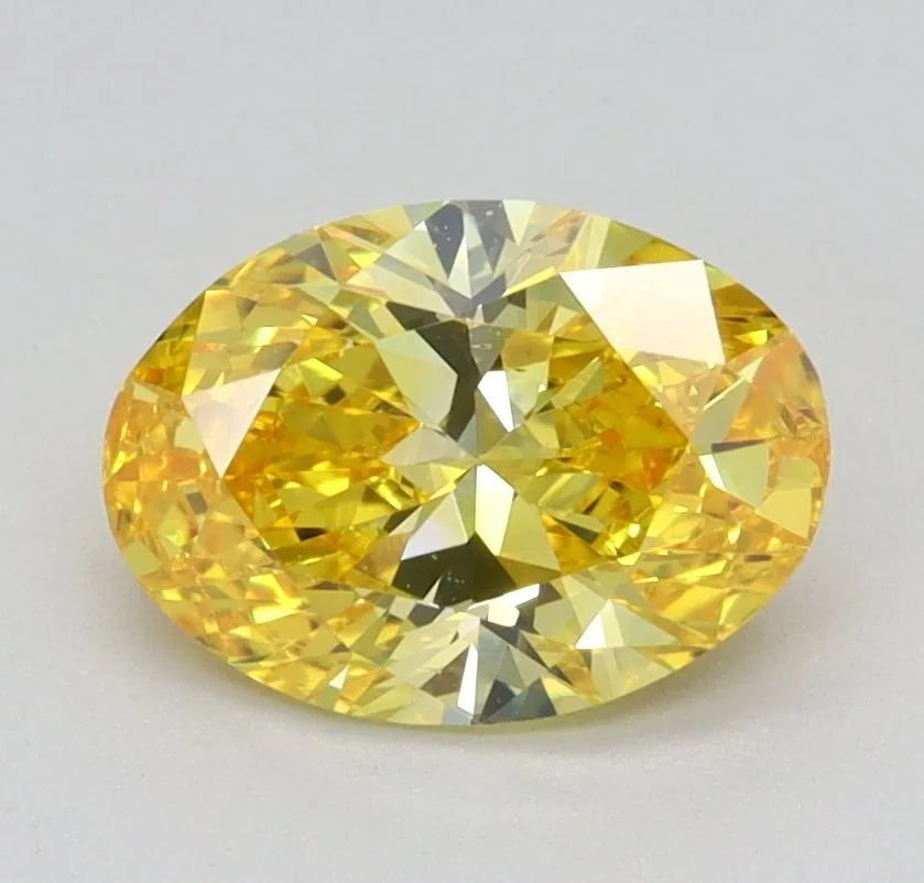 0.94ct OVAL Fancy Vivid Yellow VVS2 Coloured Lab diamond
