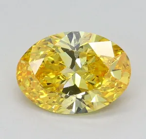 0.94ct OVAL Fancy Vivid Yellow VVS2 Coloured Lab diamond