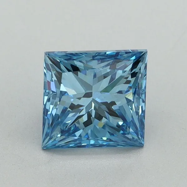 1.52ct PRINCESS Fancy Vivid Blue VS2 Coloured Lab diamond