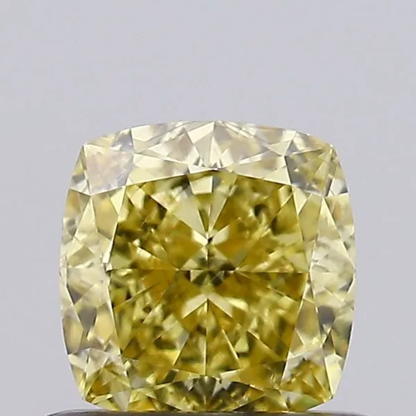 0.73ct CUSHION Fancy Intense Yellow VS2 Coloured Lab diamond