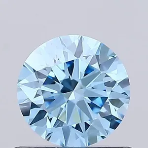 0.66ct ROUND Fancy Vivid Blue VVS2 Coloured Lab diamond