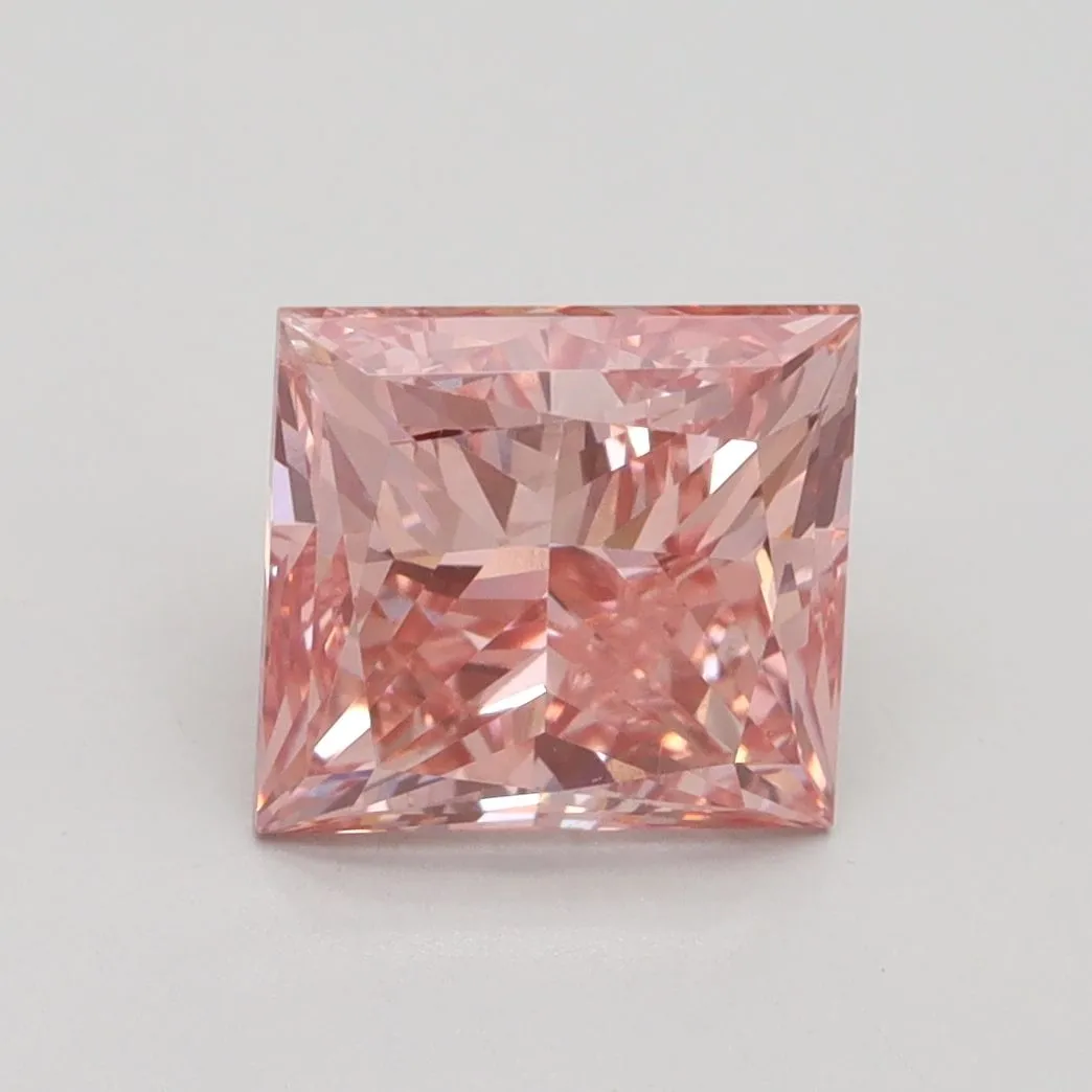 2.65ct PRINCESS Fancy Vivid Pink SI2 Coloured Lab diamond