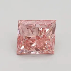 2.65ct PRINCESS Fancy Vivid Pink SI2 Coloured Lab diamond