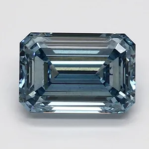 1.7ct EMERALD Fancy Vivid Blue VS2 Coloured Lab diamond