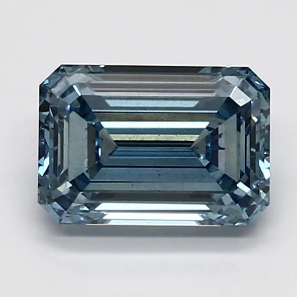 1.7ct EMERALD Fancy Vivid Blue VS2 Coloured Lab diamond