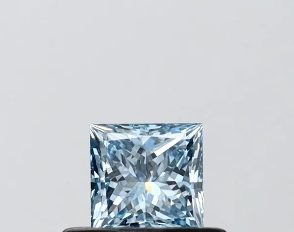 0.39ct PRINCESS Fancy Vivid Blue VS1 Coloured Lab diamond