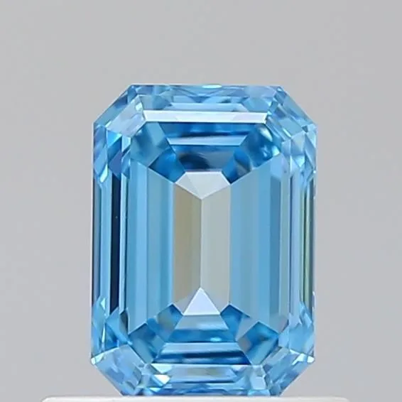 0.76ct EMERALD Fancy Vivid Blue VVS2 Coloured Lab diamond