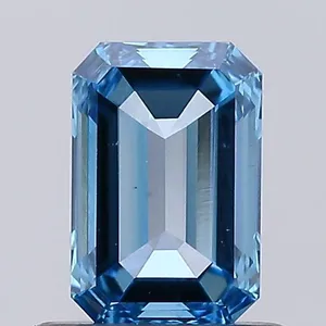 0.65ct EMERALD Fancy Vivid Blue VS1 Coloured Lab diamond