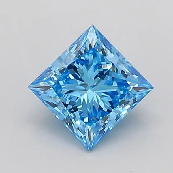0.9ct PRINCESS Fancy Vivid Blue VS2 Coloured Lab diamond