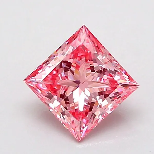 1ct PRINCESS Fancy Vivid Pink VVS2 Coloured Lab diamond