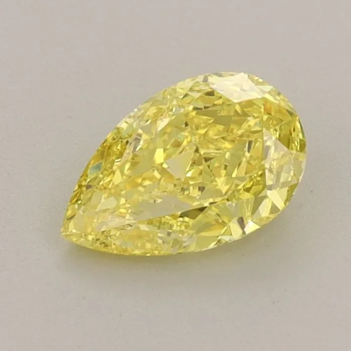 0.74ct PEAR Fancy Vivid Yellow VVS2 Coloured Lab diamond