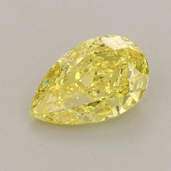 0.74ct PEAR Fancy Vivid Yellow VVS2 Coloured Lab diamond