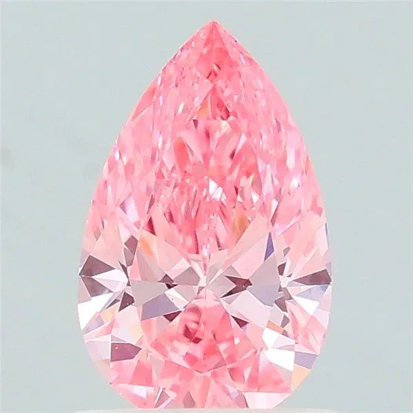 0.77ct PEAR Fancy Vivid Pink VVS2 Coloured Lab diamond