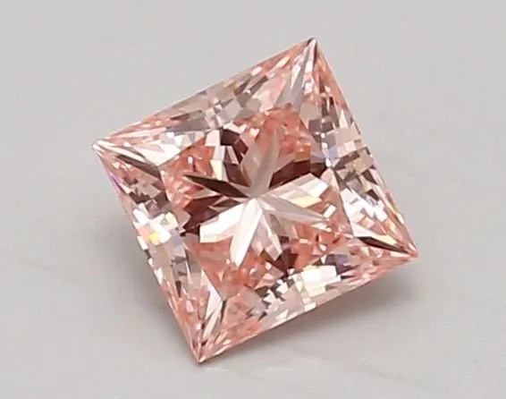 0.92ct PRINCESS Fancy Vivid Pink VVS2 Coloured Lab diamond