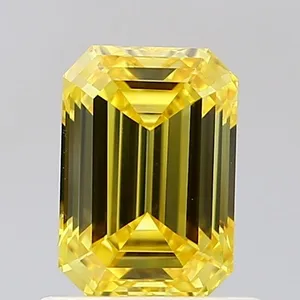1.02ct EMERALD Fancy Vivid Yellow VVS2 Coloured Lab diamond
