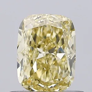 0.62ct CUSHION Fancy Intense Yellow VVS2 Coloured Lab diamond