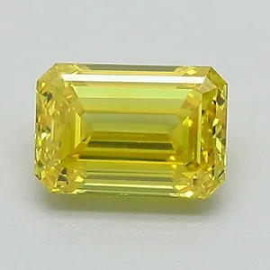 0.95ct EMERALD Fancy Vivid Yellow VS2 Coloured Lab diamond