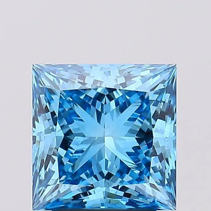 3.05ct PRINCESS Fancy Vivid Blue VS2 Coloured Lab diamond