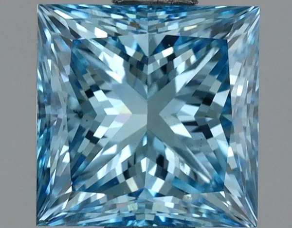 1.51ct PRINCESS Fancy Vivid Blue VS1 Coloured Lab diamond