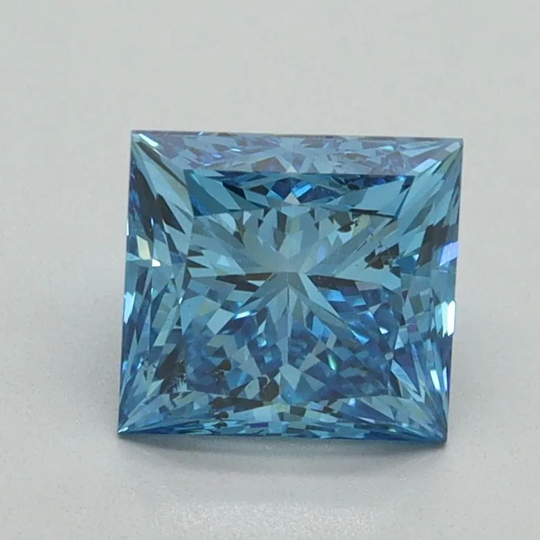 1.58ct PRINCESS Fancy Vivid Blue VS2 Coloured Lab diamond