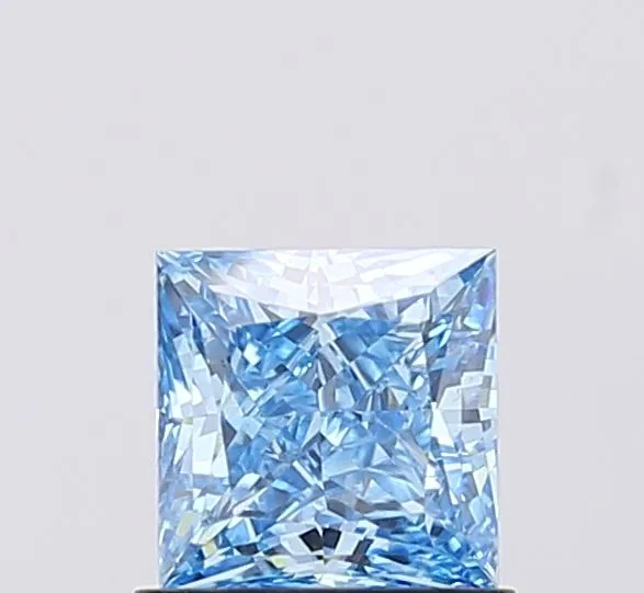 0.97ct PRINCESS Fancy Vivid Blue VS1 Coloured Lab diamond