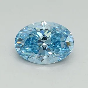 0.55ct OVAL Fancy Vivid Blue SI1 Coloured Lab diamond