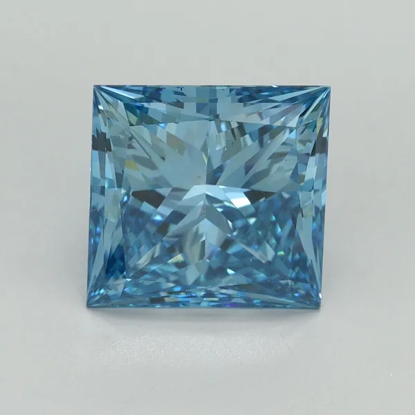 4.01ct PRINCESS Fancy Vivid Blue VS1 Coloured Lab diamond