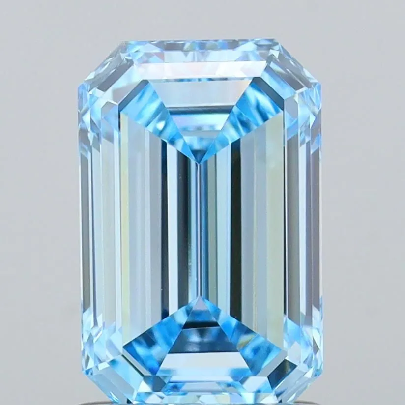 1.52ct EMERALD Fancy Vivid Blue VVS1 Coloured Lab diamond