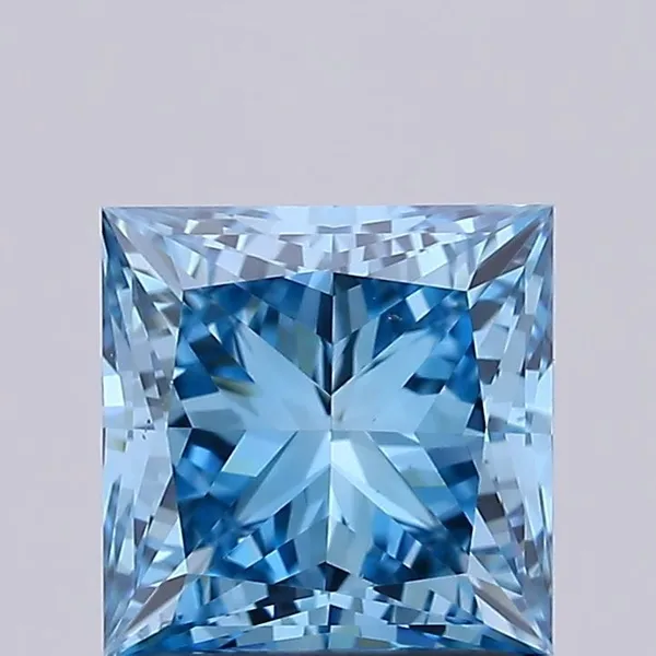 1.51ct PRINCESS Fancy Vivid Blue VS2 Coloured Lab diamond