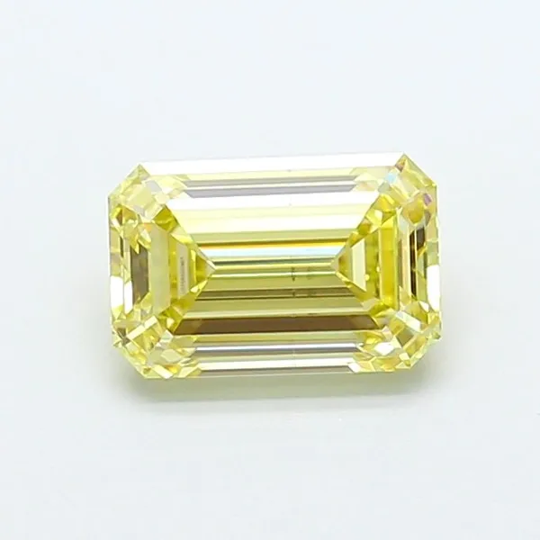 1.51ct EMERALD Fancy Intense Yellow VS2 Coloured Lab diamond