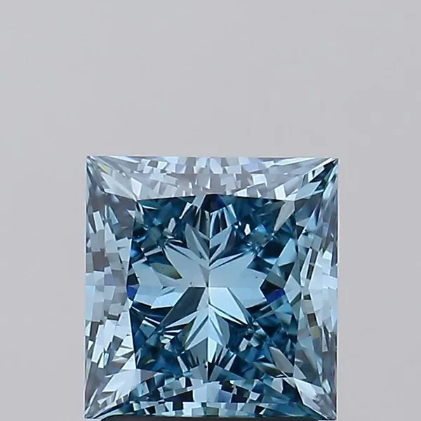 2.03ct PRINCESS Fancy Vivid Greenish Blue VS2 Coloured Lab diamond