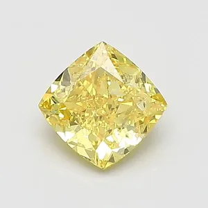 1.09ct CUSHION Fancy Vivid Yellow VS1 Coloured Lab diamond