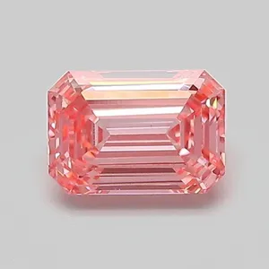0.72ct EMERALD Fancy Vivid Pink VS1 Coloured Lab diamond