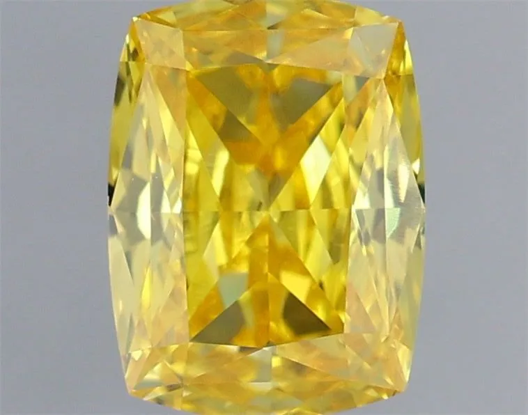 0.98ct CUSHION Fancy Vivid Yellow VS1 Coloured Lab diamond