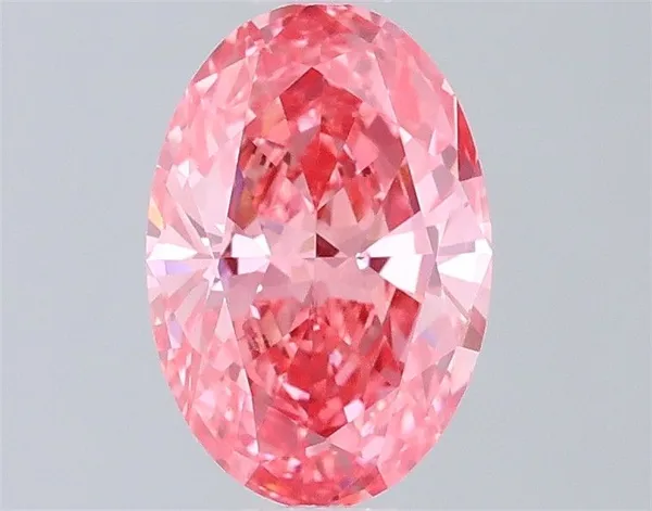 0.85ct OVAL Fancy Vivid Pink VS2 Coloured Lab diamond