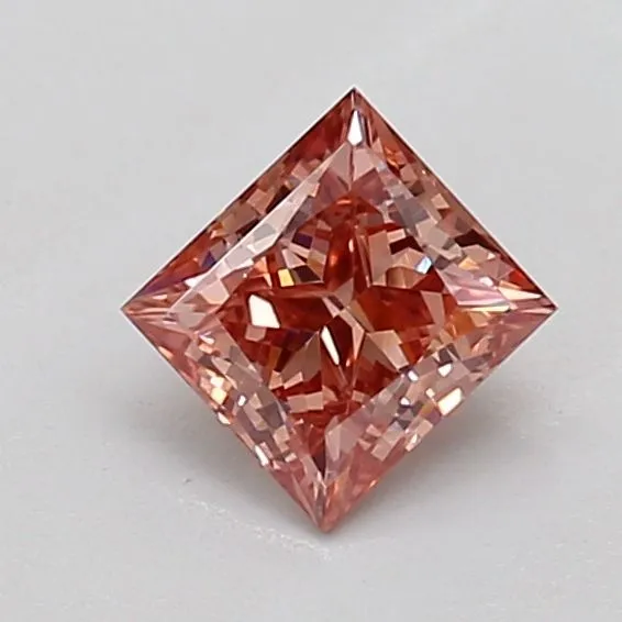 0.61ct PRINCESS Fancy Intense Brownish Pink VVS2 Coloured Lab diamond