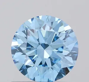 0.74ct ROUND Fancy Vivid Blue VS1 Coloured Lab diamond