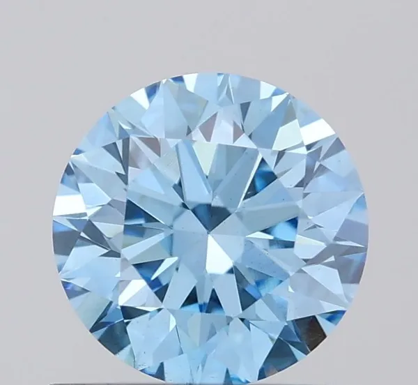 0.74ct ROUND Fancy Vivid Blue VS1 Coloured Lab diamond